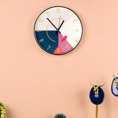 Vivid Colour-Block Black-Edge Wall Clock Wall Clocks June Trading   