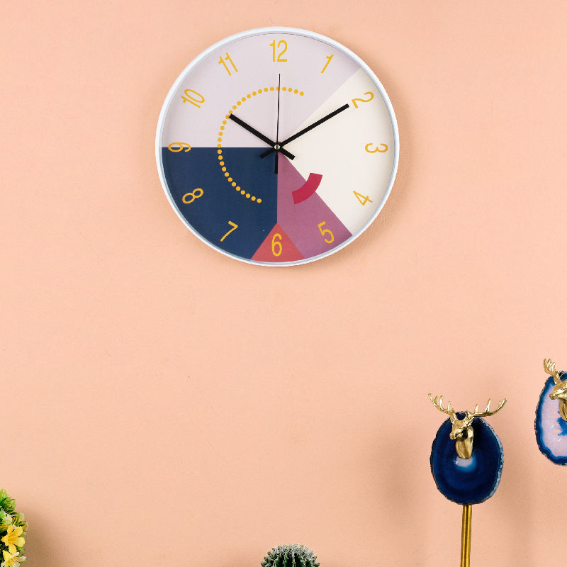 Vivid Colour-Block White-Edge Wall Clock Wall Clocks June Trading   