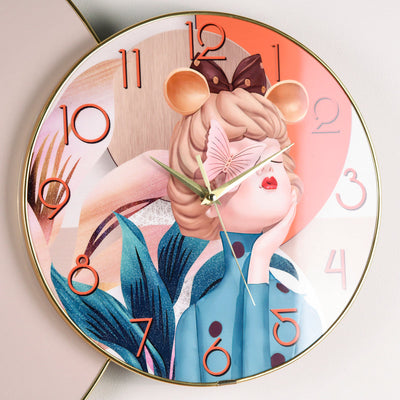 Artistic Poised Girl Premium Wall Clock Wall Clocks June Trading   
