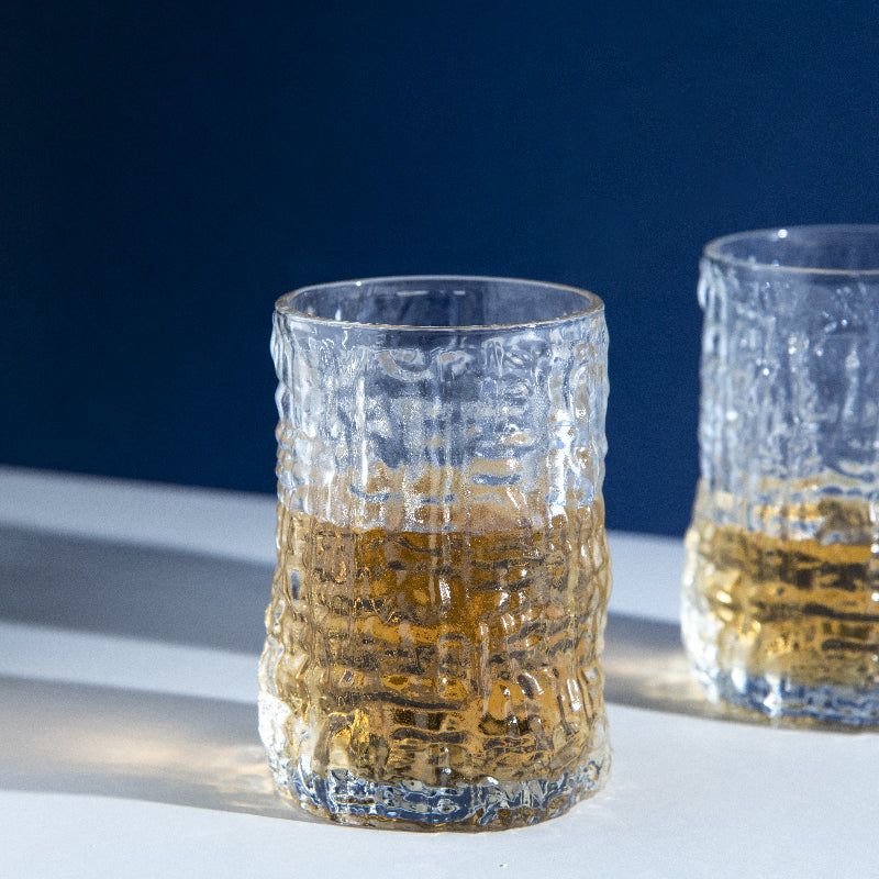 Frosted Crinkled Glass Set Of 4 (Small) Glasses June Trading   