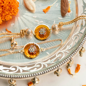 Classic Style Traditional Rakhis For Bhaiya & Bhabhi (Set Of 2) Rakhis June Trading   