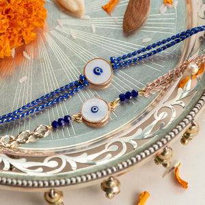 Minimilistic Evil Eye - Traditional Rakhis For Bhaiya & Bhabhi (Set Of 2) Rakhis June Trading   