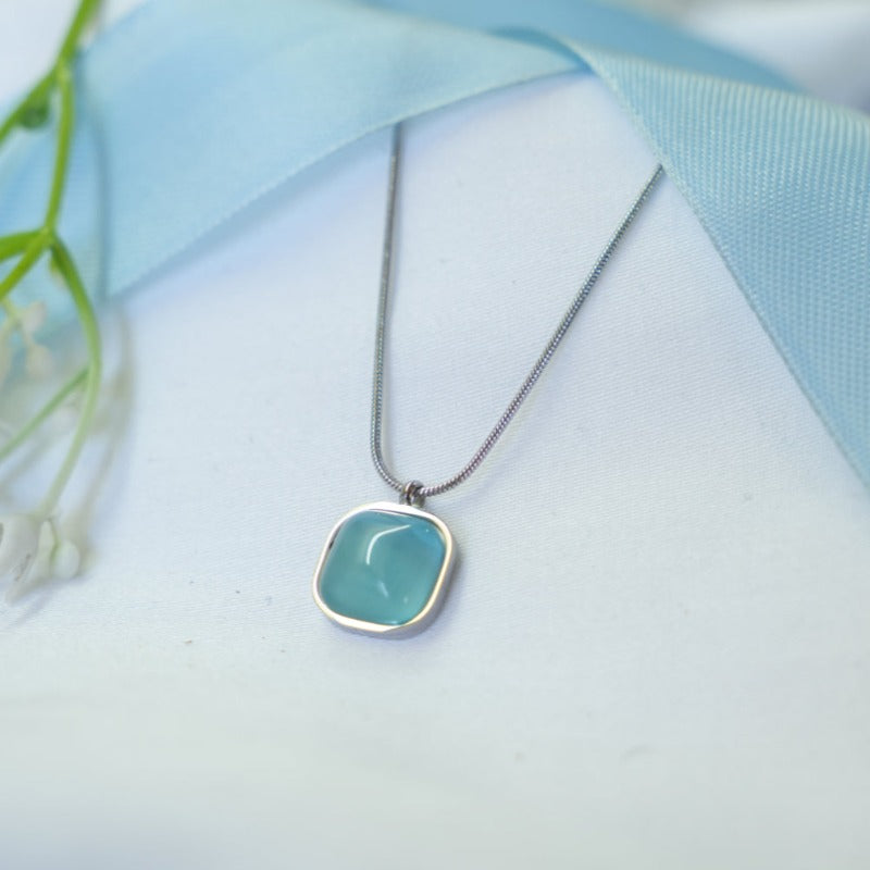 Timeless Elegance Necklace - Opal Charm Blue Stone