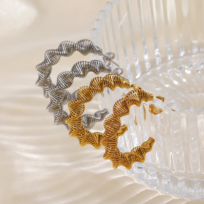 Sparkle & Shine Earrings - Twisted Gold Hoops