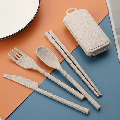 Pastel Tinge Portable Cutlery Set Cutlery June Trading Soft Beige  