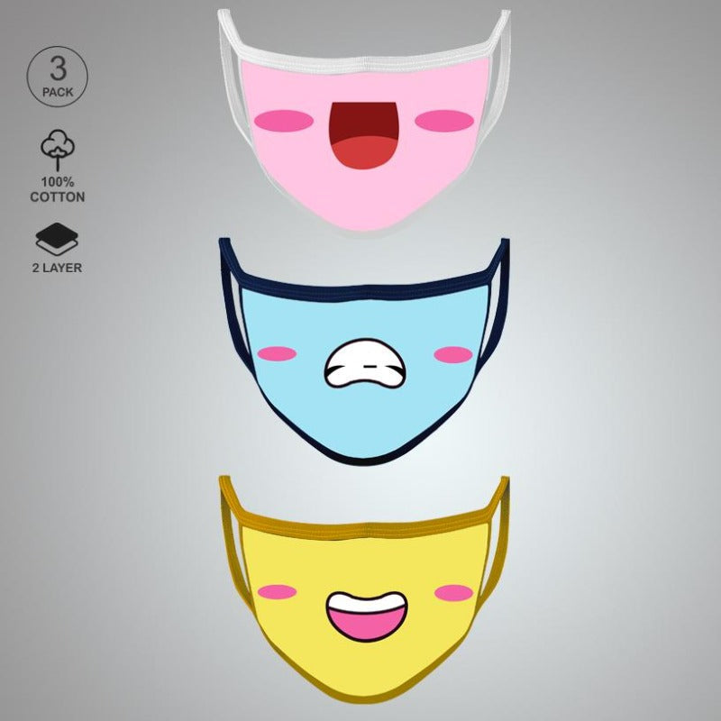Pack of Three: Smilie Face Mask Face Mask June Trading   