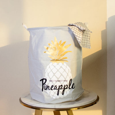 Pineapple Print Laundry Basket Laundry Bag June Trading Pineapple - Grey  