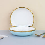 Gold Rim Colour Pop Serving Plate (7 Inches) Pasta Bowl June Trading Baby Blue  