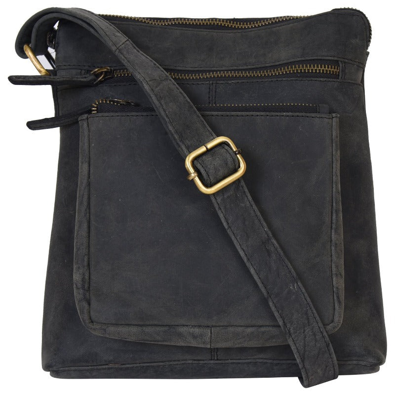 Portlee Leather Travel Messenger Sling Bag for men & women, Hunter Black (H1) Messenger & Sling Bag Portlee   