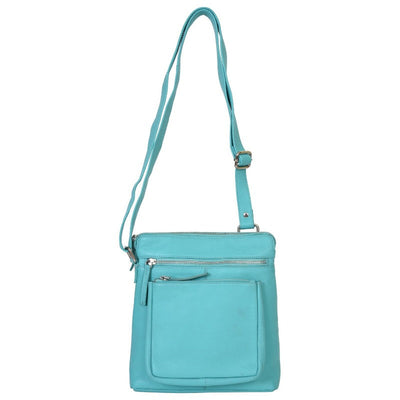 Portlee Leather Travel Messenger Sling Bag for men & women, Natural NDM Turquoise (H1) Messenger & Sling Bag Portlee   