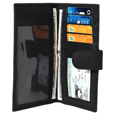 Women's Wallet Genuine Leather Credit Debit Card Holder, Black Checkbook Holder Portlee   