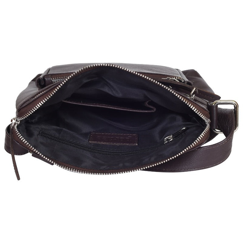 Portlee Leather Travel Messenger Sling Bag for men & women, Natural NDM Brown (H1) Messenger & Sling Bag Portlee   