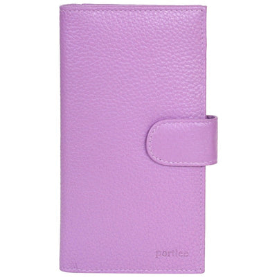 Women's Wallet Genuine Leather Credit Debit Card Holder, Purple Checkbook Holder Portlee   