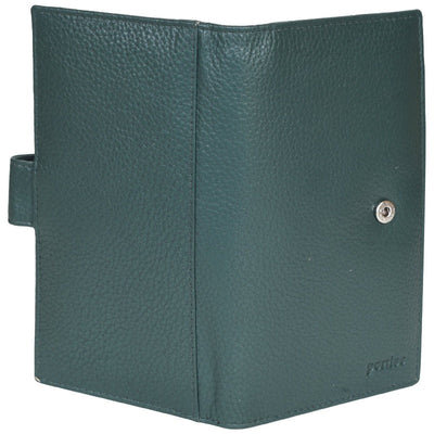 Women's Wallet Genuine Leather Credit Debit Card Holder, Bottle Green Checkbook Holder Portlee   