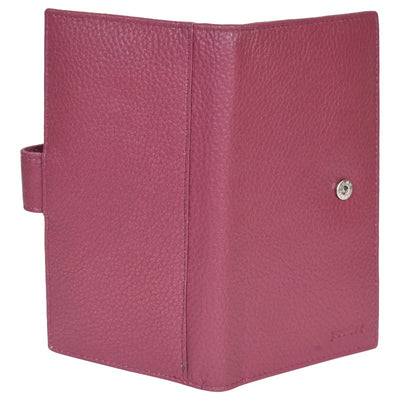 Women's Wallet Genuine Leather Credit Debit Card Holder, Dark Pink Checkbook Holder Portlee   