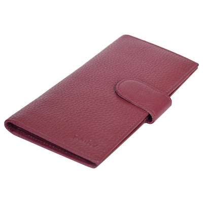 Women's Wallet Genuine Leather Credit Debit Card Holder, Dark Pink Checkbook Holder Portlee   