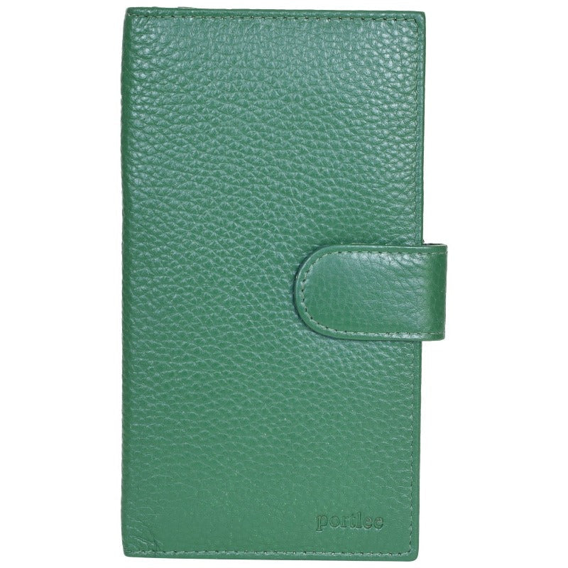Genuine Leather Checkbook Cover Credit Debit Card Holder, Green Checkbook Holder Portlee   