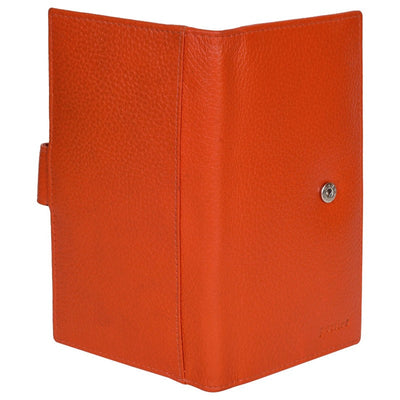 Women's Wallet Genuine Leather Credit Debit Card Holder, Orange Checkbook Holder Portlee   