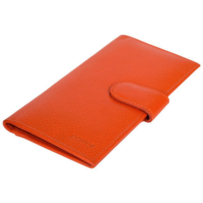 Women's Wallet Genuine Leather Credit Debit Card Holder, Orange Checkbook Holder Portlee   