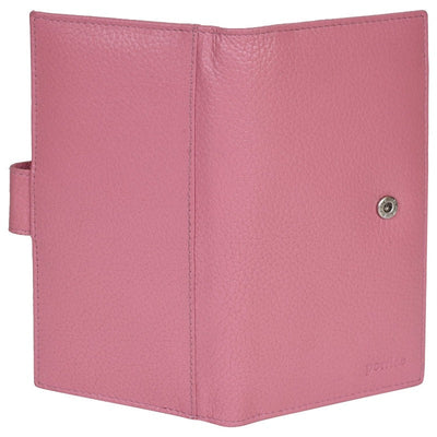 Women's Wallet Genuine Leather Credit Debit Card Holder, Pink Checkbook Holder Portlee   