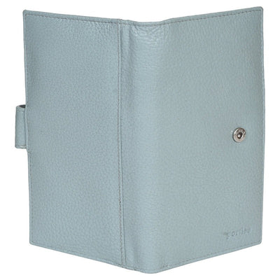 Women's Wallet Genuine Leather Credit Debit Card Holder, Blue Grey Checkbook Holder Portlee   