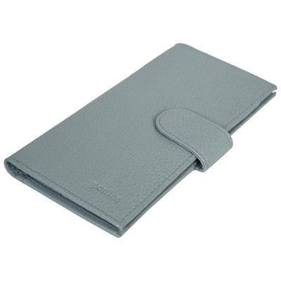 Women's Wallet Genuine Leather Credit Debit Card Holder, Blue Grey Checkbook Holder Portlee   