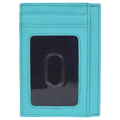Genuine Leather Stylish Slim Atm Credit ID Card Holder Money Wallet for Men Women, Sky Blue Card Holder Portlee   