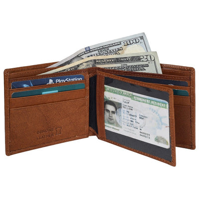 Prado Leather Credit Cards ID Holder Bifold Wallet, Tan Wallet Portlee   