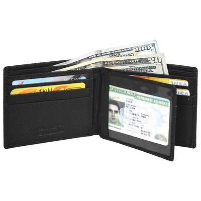 PDM Leather Credit Cards ID Holder Bifold Wallet, Black Wallet Portlee   