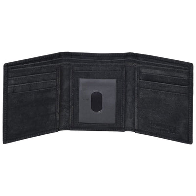 Hunter Leather Credit Cards ID Holder Trifold Wallet, Black Wallet Portlee   