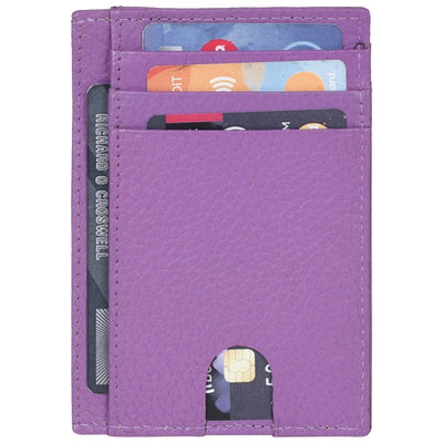 Genuine Leather Stylish Slim Atm Credit ID Card Holder Money Wallet for Men Women, Purple Card Holder Portlee   