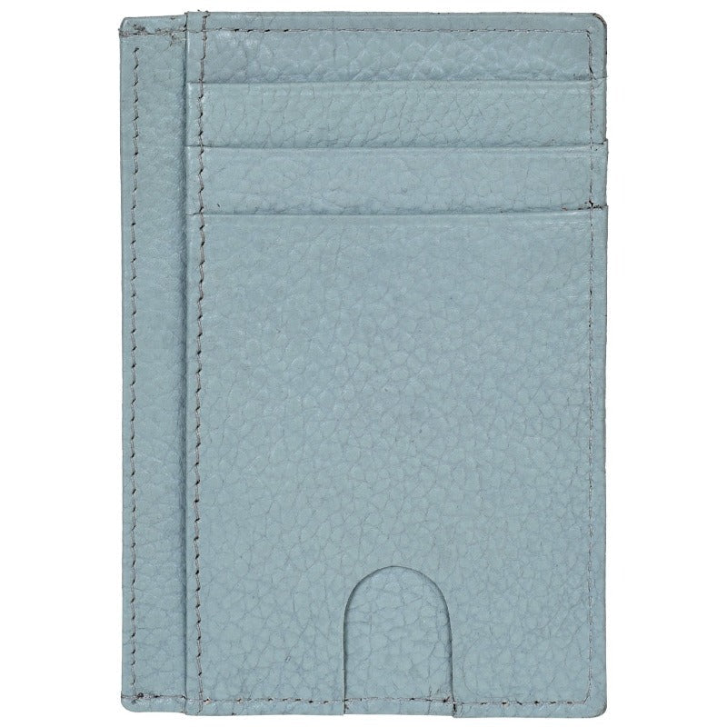 Genuine Leather Stylish Slim Atm Credit ID Card Holder Money Wallet for Men Women, Blue Grey Card Holder Portlee   