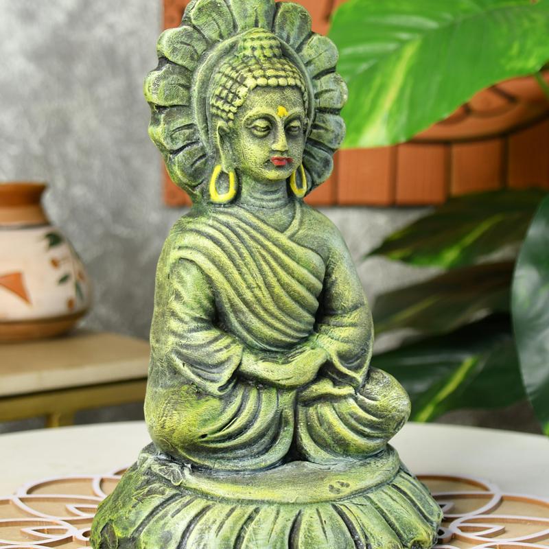 Sowpeace Premium Terracotta Meditating Buddha on Lotus Tabletop