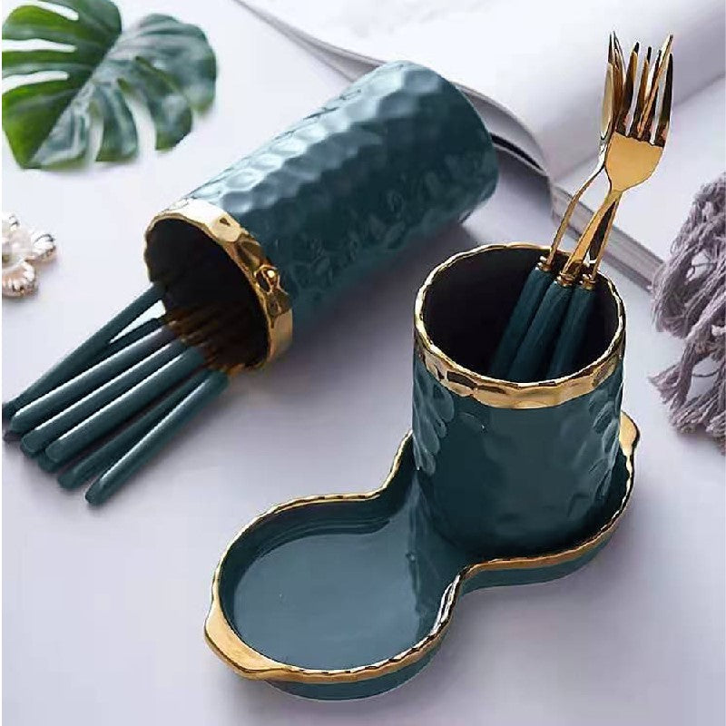 Decorous Cutlery Stand & Tray Cutlery Stand June Trading Forest Green  