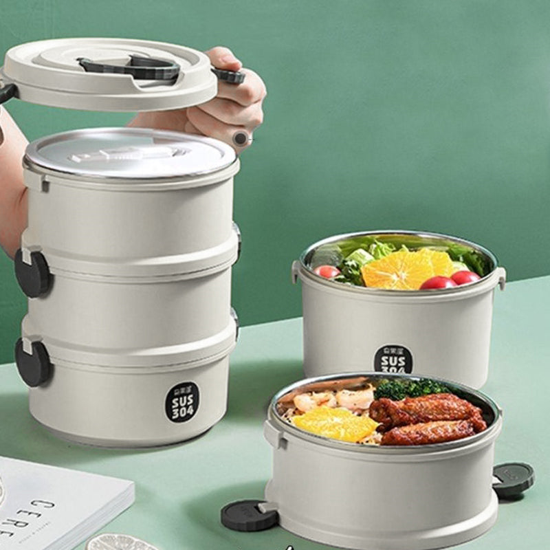 Stack Your Lunch Heat Insulated 3-Layer Lunch Pack Lunch Boxes June Trading Grey  