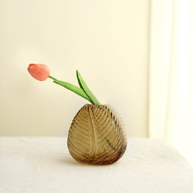 Leaf Imprint Modish Glass Vase Vases June Trading   