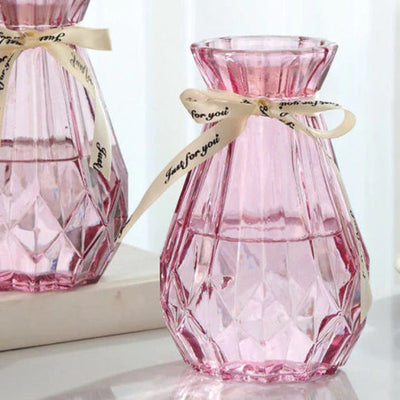 Vibrant Glass Flower Vase Vases June Trading Scarlet (Without Ribbon)  