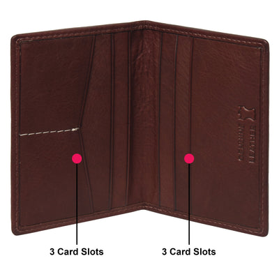 Leather Bifold Card Holder - Burgundy Wallet Portlee   