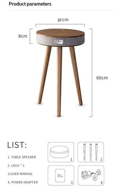 360° Bluetooth Speaker (with Sub Woofer) Coffee Table with Smart Wireless Charger Bluetooth Speakers Coral Tree   
