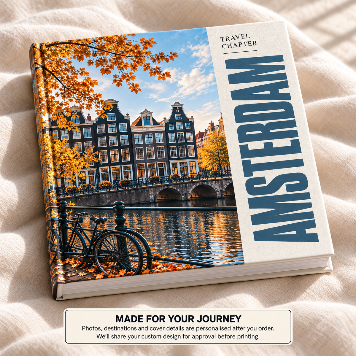 Amsterdam Travel Book — personalised travel photo book cover