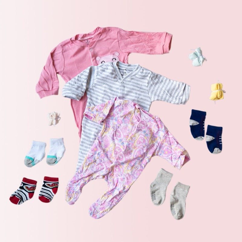 Baby Heart & Crown Print Romper Set - (Pack of 10) Baby Gift Set June Trading   