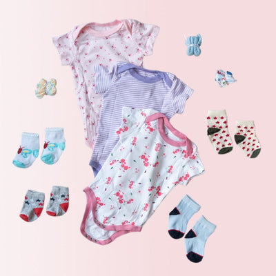 Baby Floral Print Romper Set - ( Pack of 10 ) Baby Gift Set June Trading   