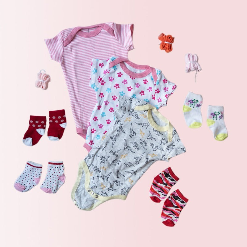 Baby Origami Dino Print Romper Set - (Pack of 10) Baby Gift Set June Trading   