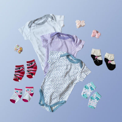 Baby Purple Stripes Print Romper Set - (Pack of 10) Baby Gift Set June Trading   