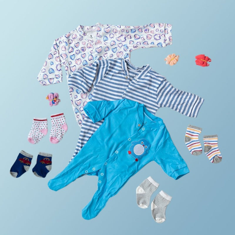 Baby Hearts Print Romper Set - (Pack of 10) Baby Gift Set June Trading   