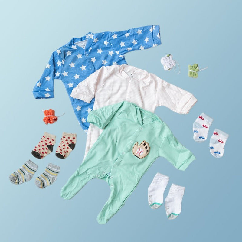 Baby Stripes & Stars Print Romper Set - (Pack of 10) Baby Gift Set June Trading   