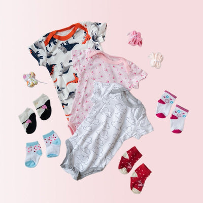 Baby Smiley Cloud Print Romper Set - (Pack of 10) Baby Gift Set June Trading   