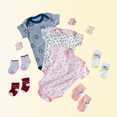 Baby Flowers & Bird Print Romper Set - ( Pack of 10 ) Baby Gift Set June Trading   