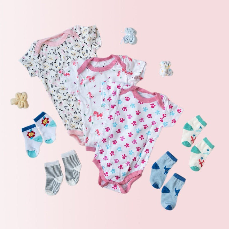 Baby Paws Print Romper Set - (Pack of 10) Baby Gift Set June Trading   