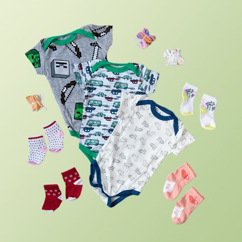 Baby Cars Print Romper Set - (Pack of 10) Baby Gift Set June Trading   